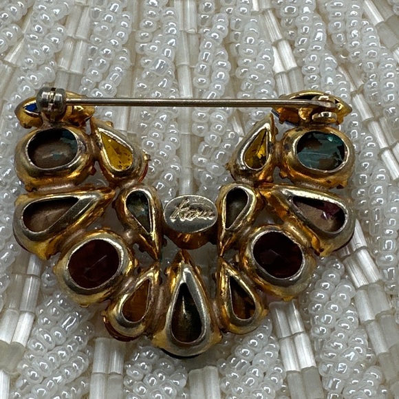 karu Jewelry Vintage Karu Multicolor Rhinestone Brooch And Earrings
